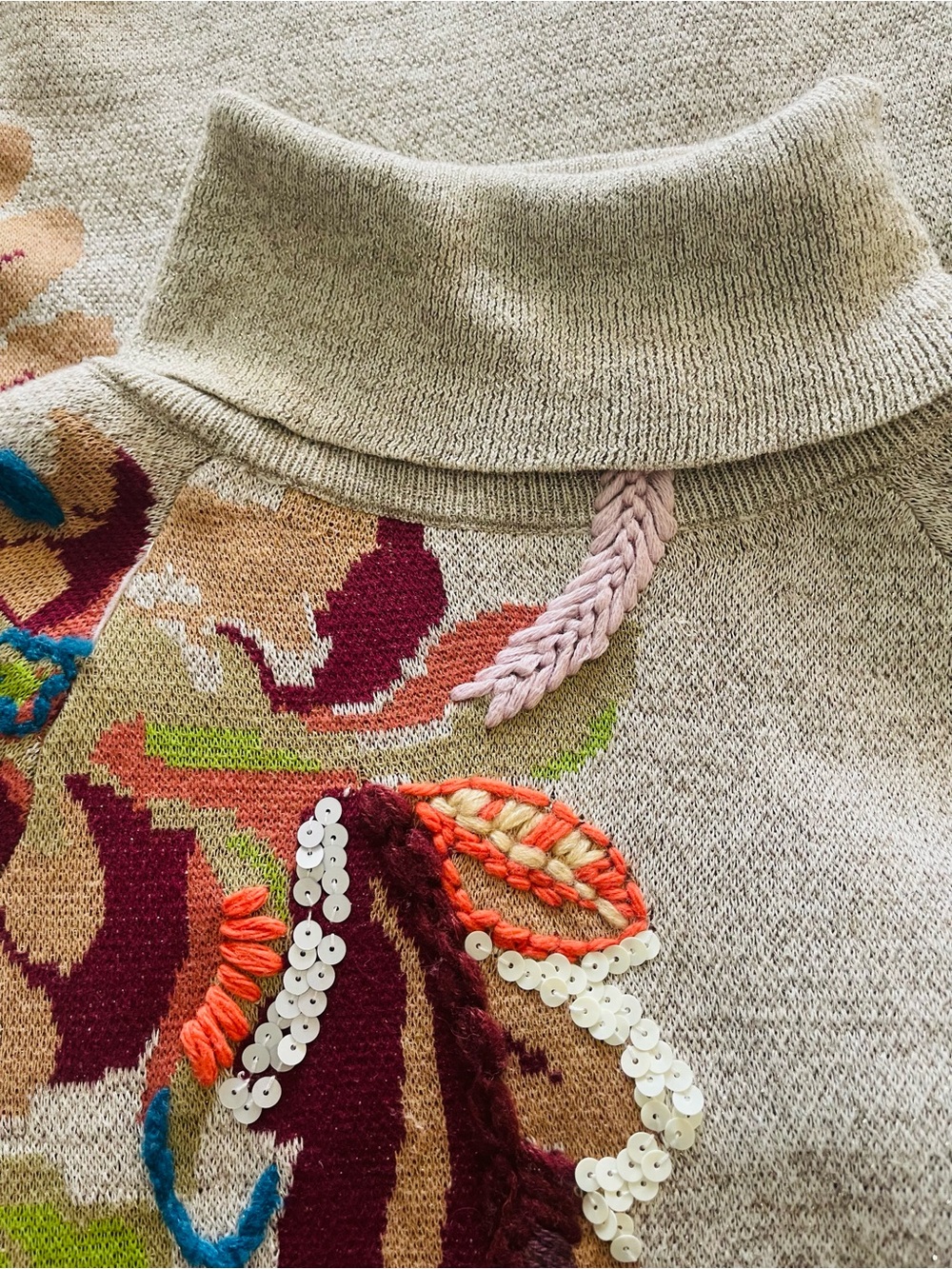Knitted & Knotted Size Small Embroidered Knit Dress From Anthropologie - Picture 3 of 13